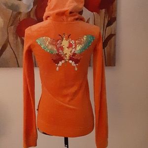 Penny Long velour embellished zip up hoodie